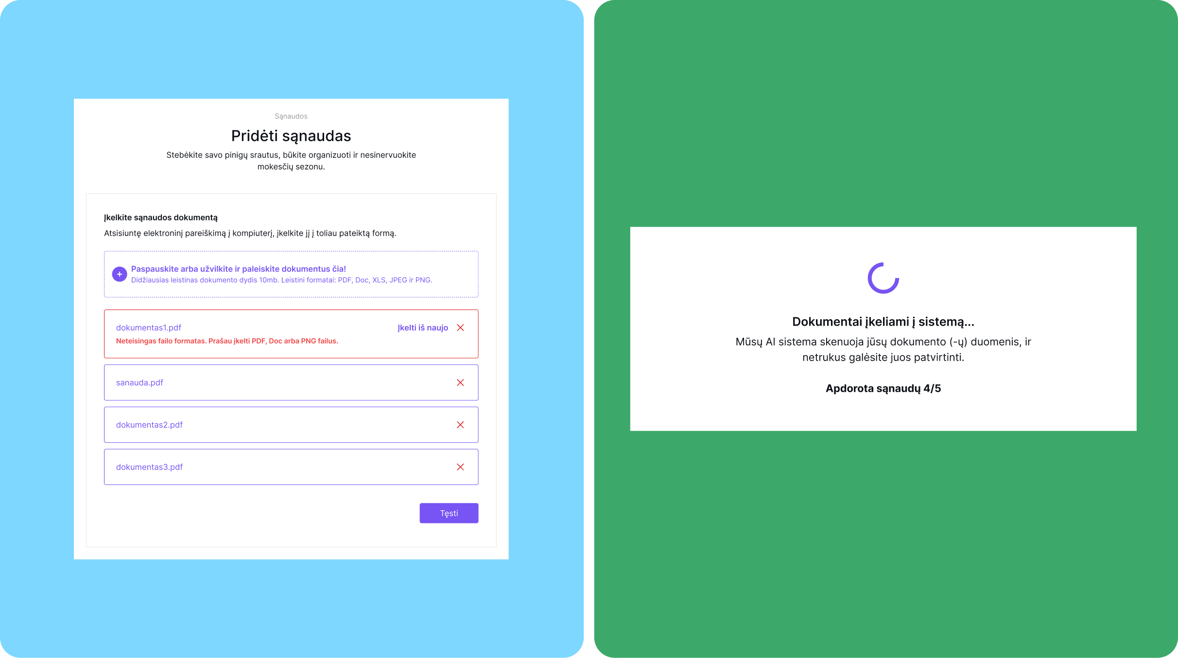 AI expense — upload and processing
