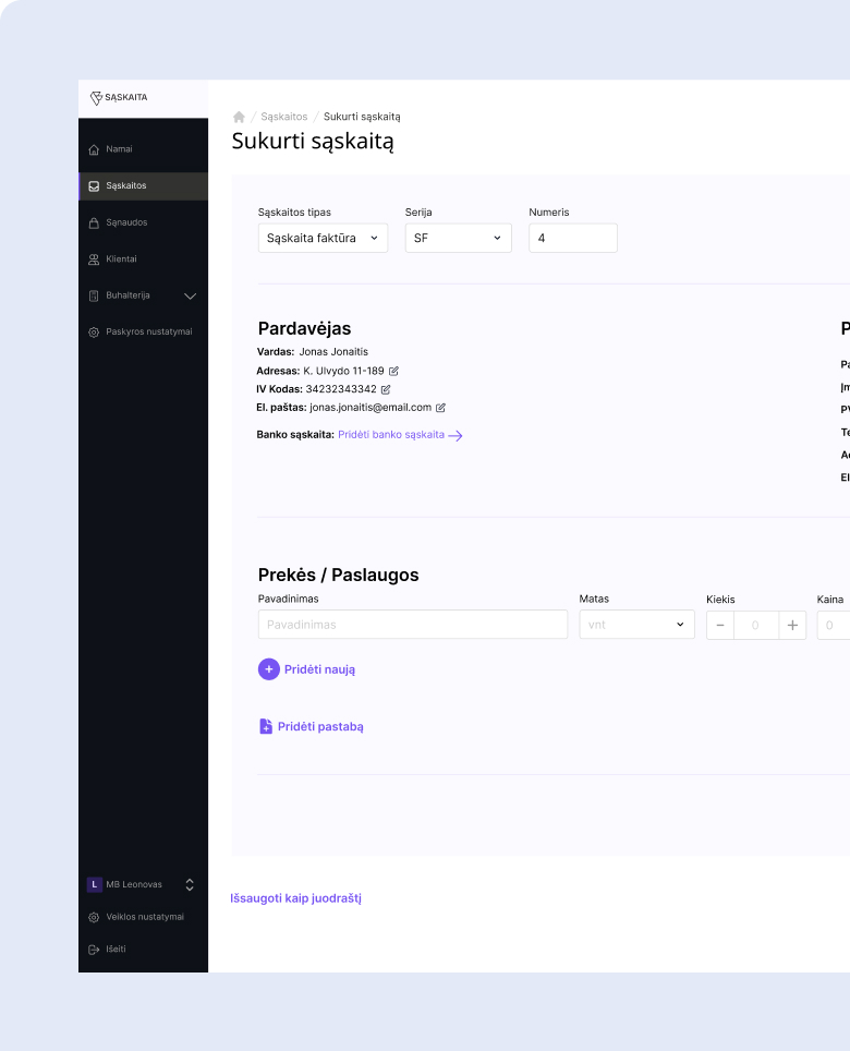 Invoice builder
