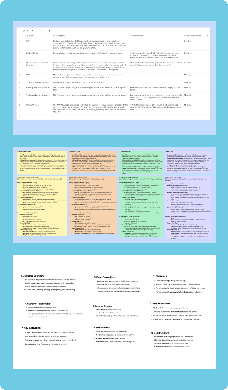 Business analysis frameworks, customer tiers, and journey map
